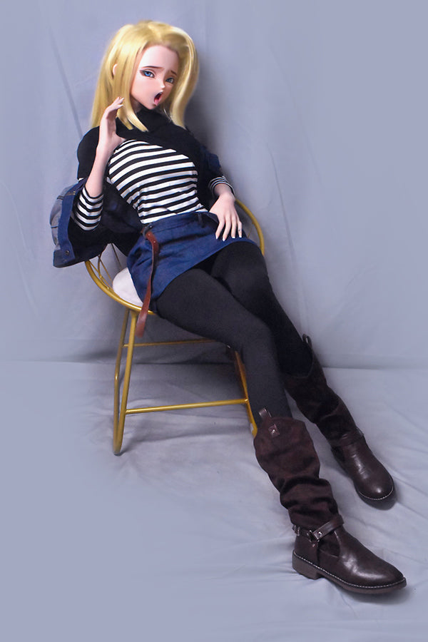 148cm/ 4ft9 Anime Dragon Ball Character Android 18 Silicone Sex Doll – - Torso ElsaBabe