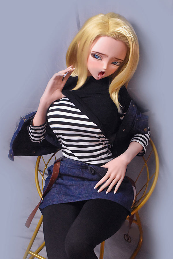 148cm/ 4ft9 Anime Dragon Ball Character Android 18 Silicone Sex Doll – - Torso ElsaBabe