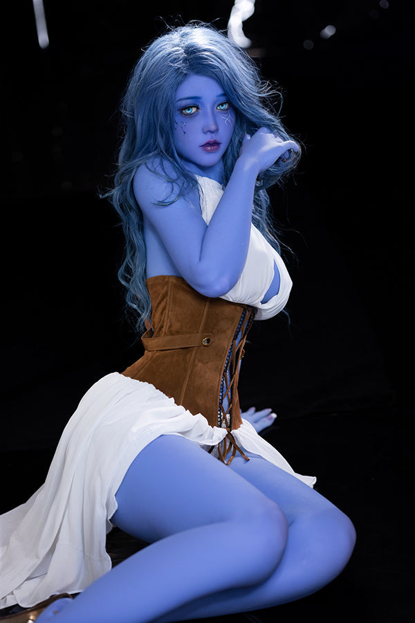 EU In Stock - 160cm/5ft3 F-cup Blue Skinned Alien TPE Sex Doll - Zina Torso Aibei