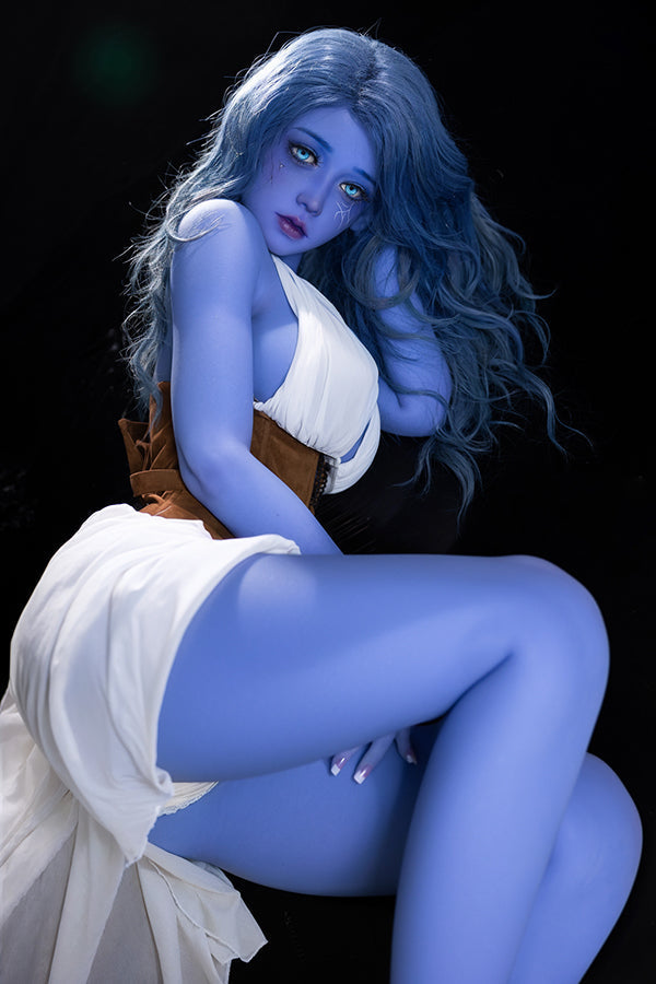 EU In Stock - 160cm/5ft3 F-cup Blue Skinned Alien TPE Sex Doll - Zina Torso Aibei