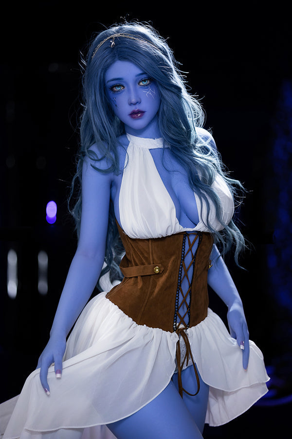 EU In Stock - 160cm/5ft3 F-cup Blue Skinned Alien TPE Sex Doll - Zina Torso Aibei