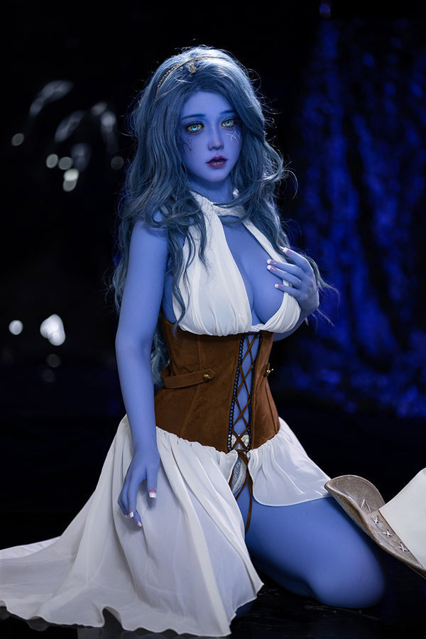 EU In Stock - 160cm/5ft3 F-cup Blue Skinned Alien TPE Sex Doll - Zina Torso Aibei