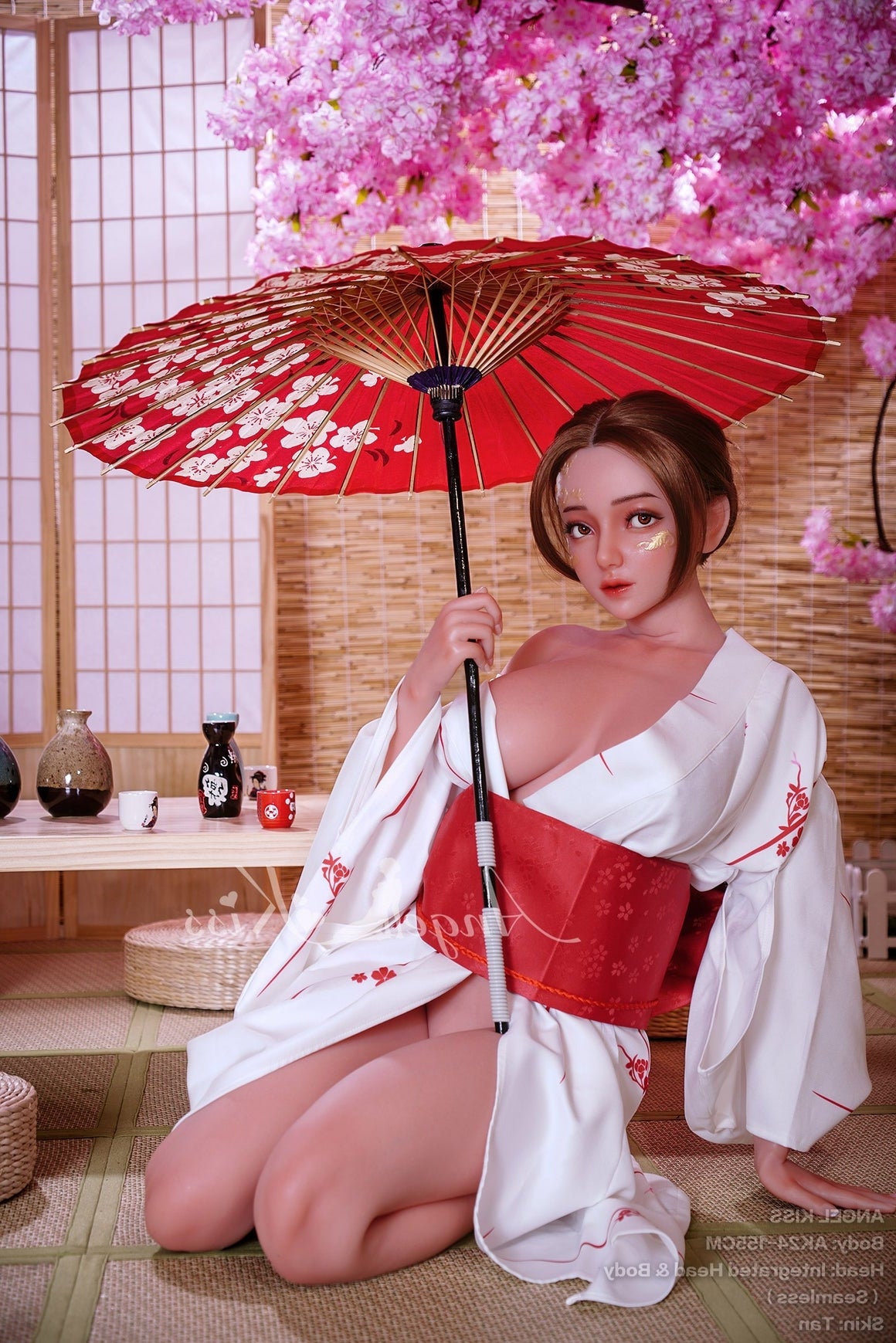 155cm/5ft1 H-cup Seamless Neck All-In-One Silicone Sex Doll AK24 - Ang Torso Angelkiss