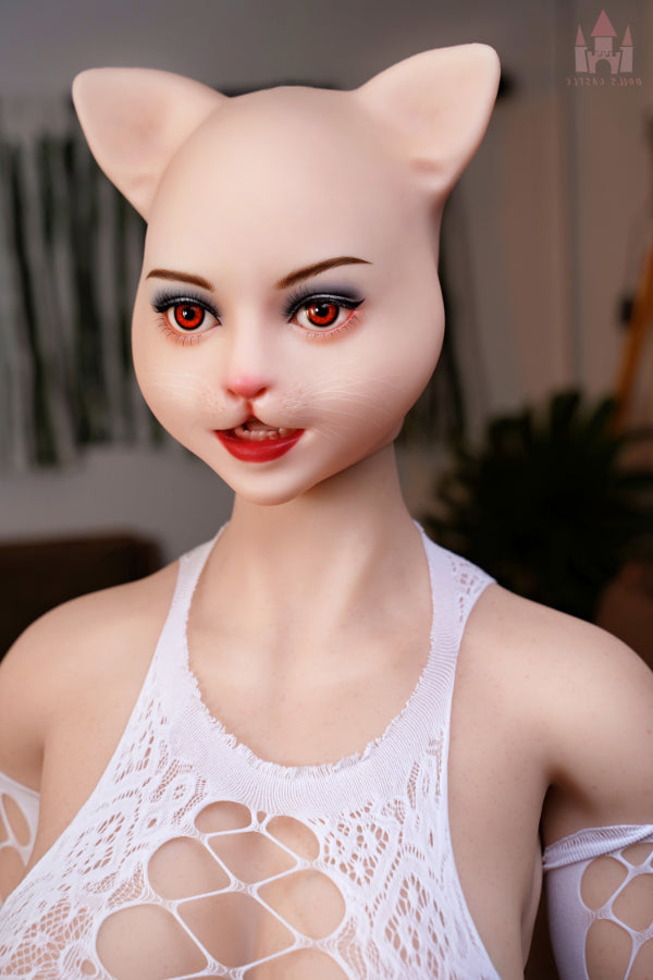 4ft7/142cm E Cup Big Booty Silicone Head ROS Cat Girl Sex Doll – Catti - Torso Dolls Castle