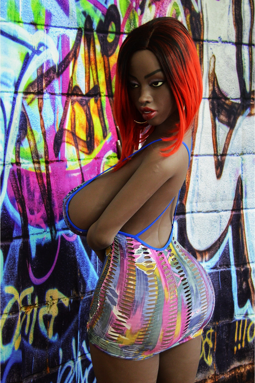 160cm/5ft3 G-cup TPE BBW Big Booty Ebony Skin Redhead Sex Doll – #176( Torso YL