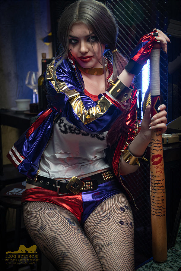 166cm/5ft5 A-Cup Harley Quinn Realistic Silicone Sex Doll - S27 Natura Torso Irontech