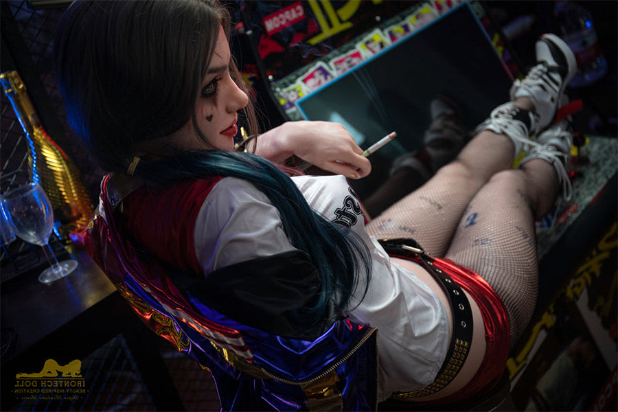 166cm/5ft5 A-Cup Harley Quinn Realistic Silicone Sex Doll - S27 Natura Torso Irontech