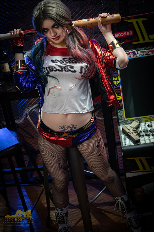 166cm/5ft5 A-Cup Harley Quinn Realistic Silicone Sex Doll - S27 Natura Torso Irontech