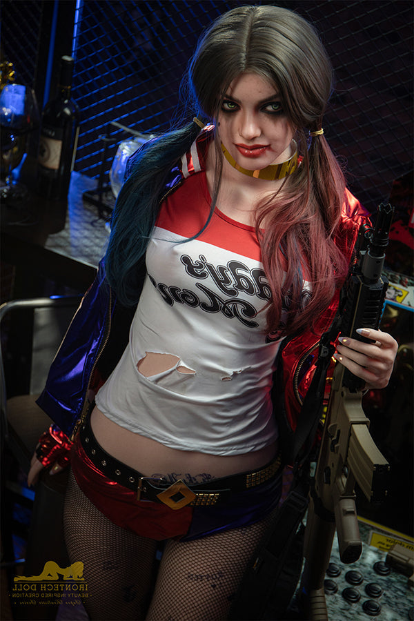 166cm/5ft5 A-Cup Harley Quinn Realistic Silicone Sex Doll - S27 Natura Torso Irontech