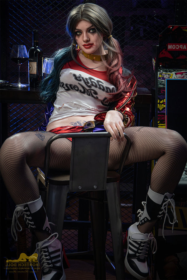 166cm/5ft5 A-Cup Harley Quinn Realistic Silicone Sex Doll - S27 Natura Torso Irontech