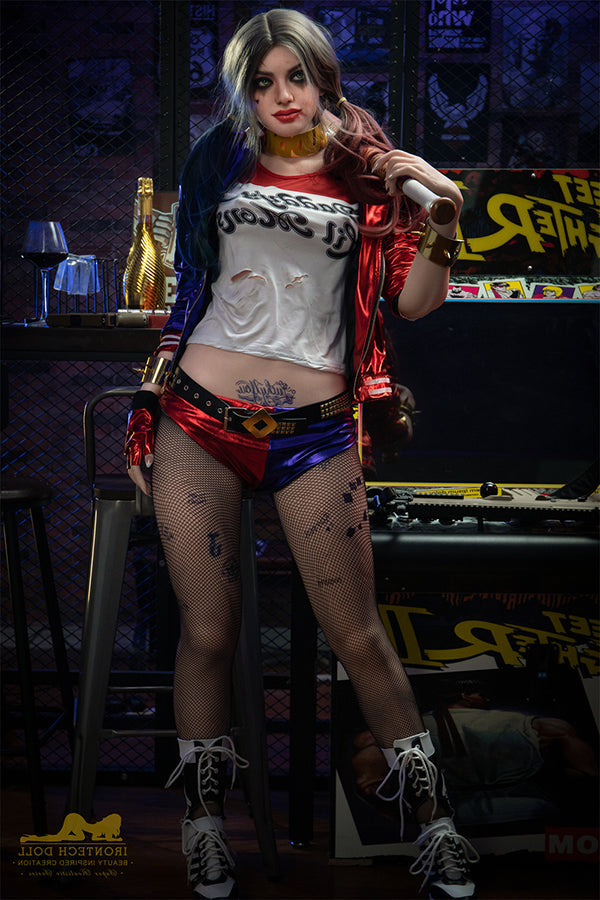 166cm/5ft5 A-Cup Harley Quinn Realistic Silicone Sex Doll - S27 Natura Torso Irontech