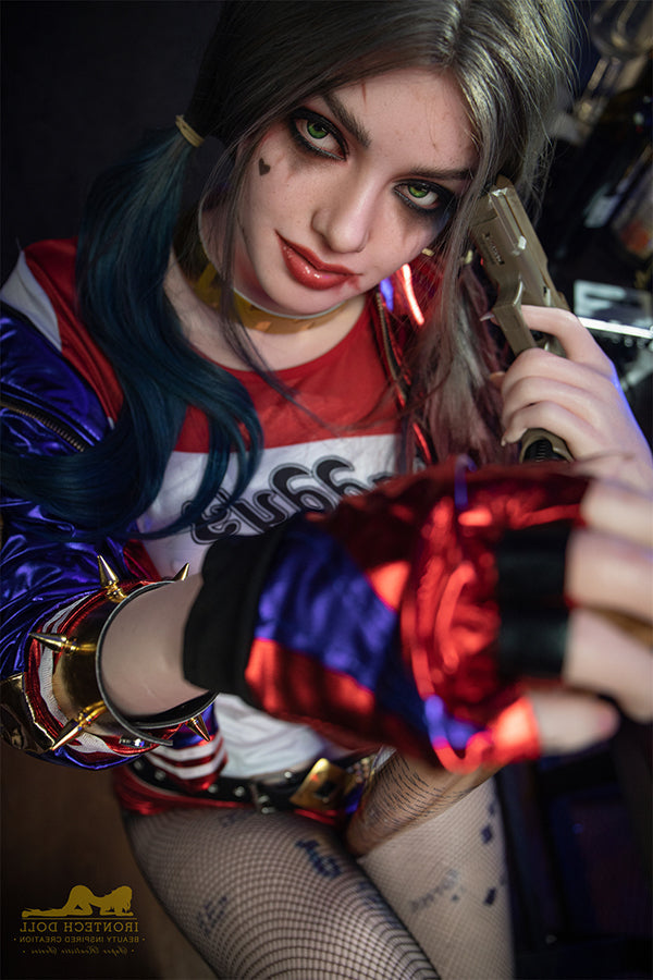 166cm/5ft5 A-Cup Harley Quinn Realistic Silicone Sex Doll - S27 Natura Torso Irontech