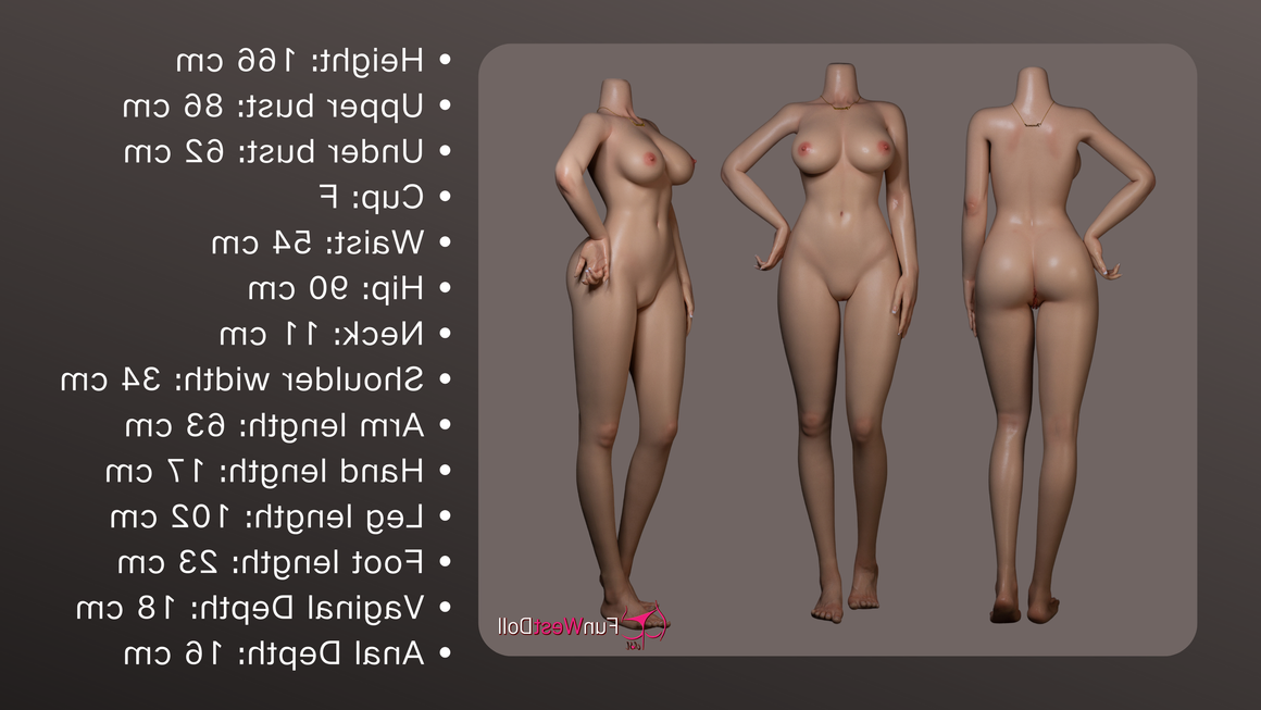166cm (5&#39; 5") F-Cup Most Sexy Silicone Sex Doll With Big Boobs - #046S Torso Funwest