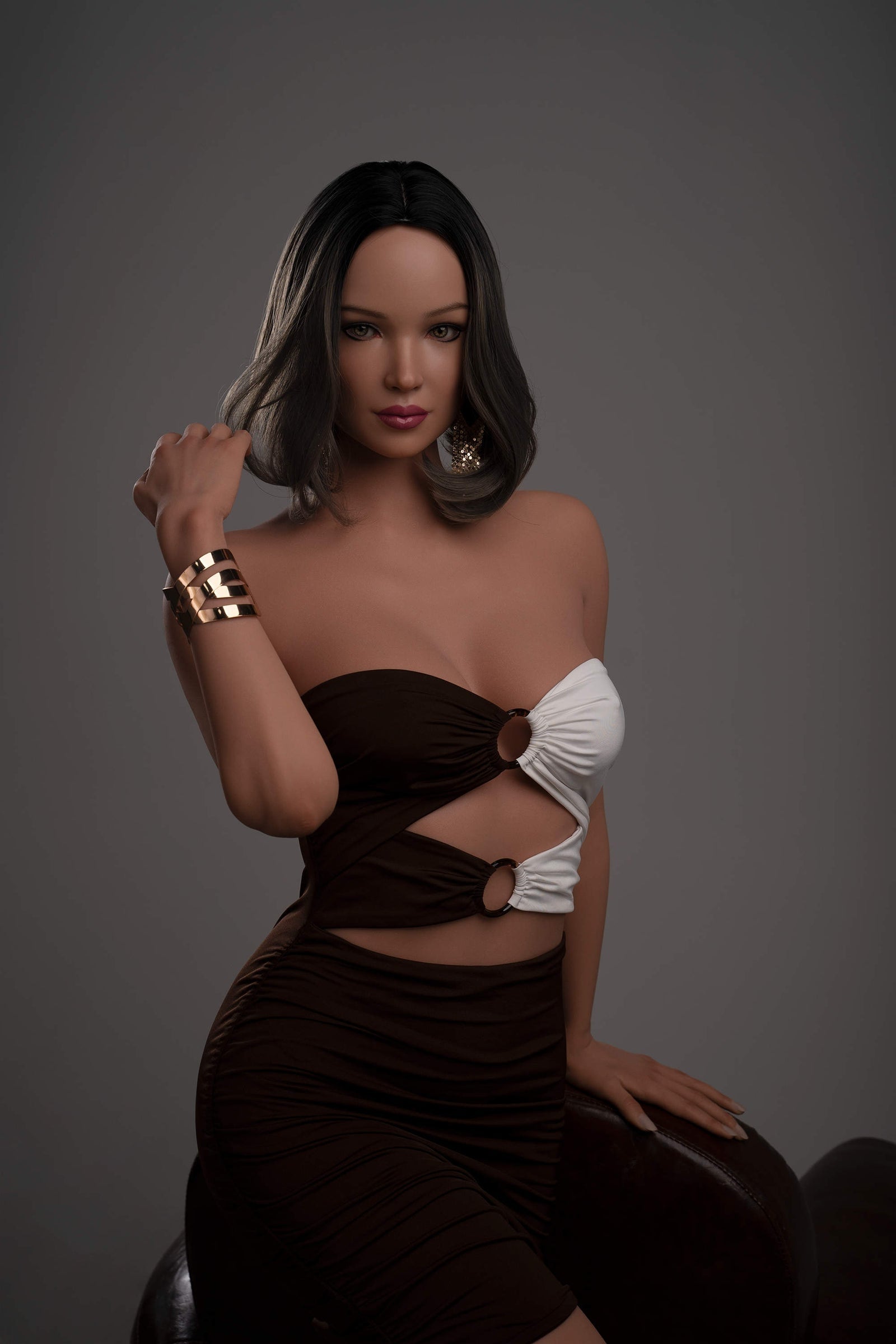 170cm/5ft7 C-Cup Tall Latina Super Real Silicone Sex Doll - GE49_2Tan Torso Zelex