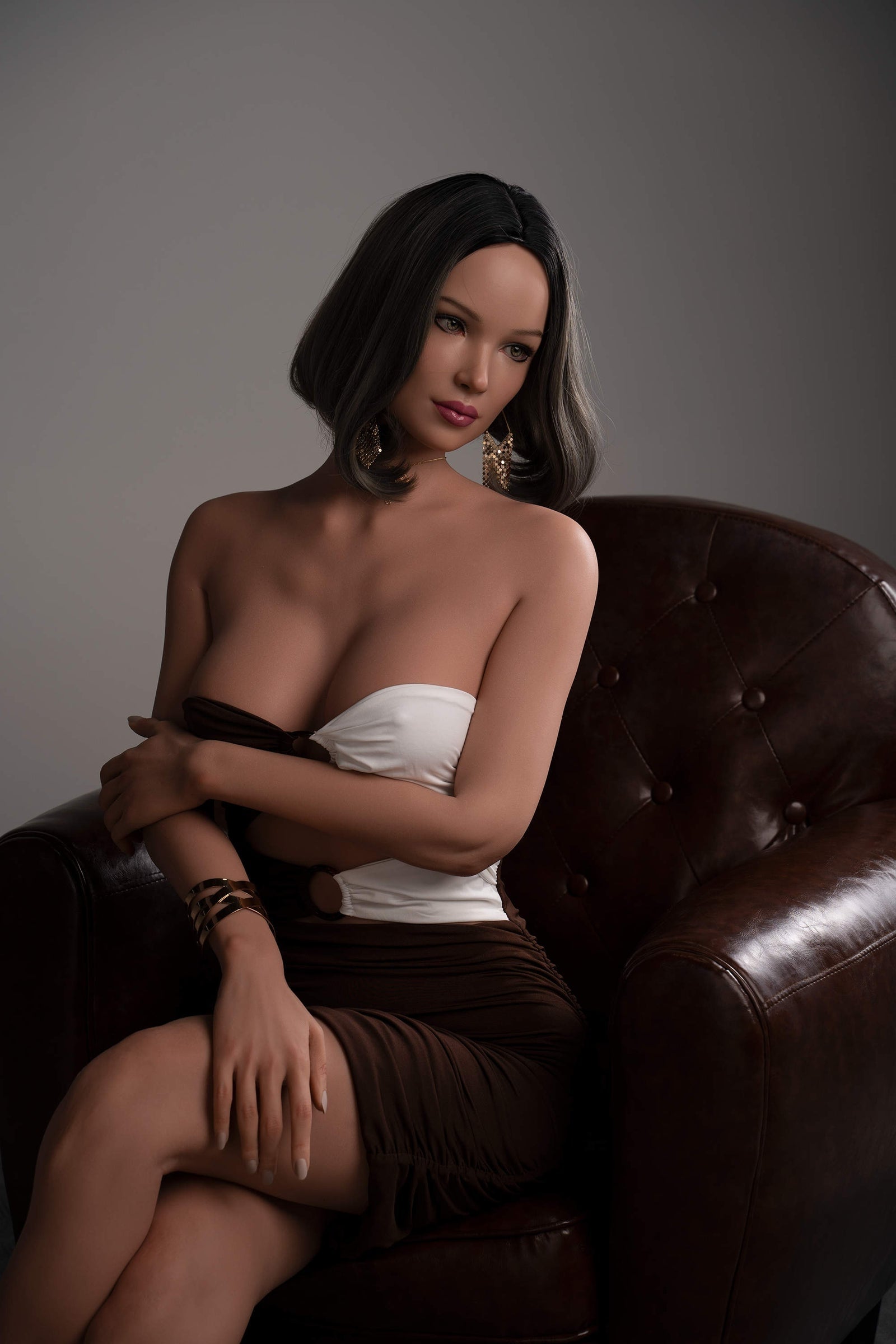 170cm/5ft7 C-Cup Tall Latina Super Real Silicone Sex Doll - GE49_2Tan Torso Zelex