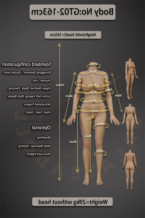 163cm/5ft4 E-cup Real Skin Texture Silicone Sex Doll – JS135 Natural Galatea