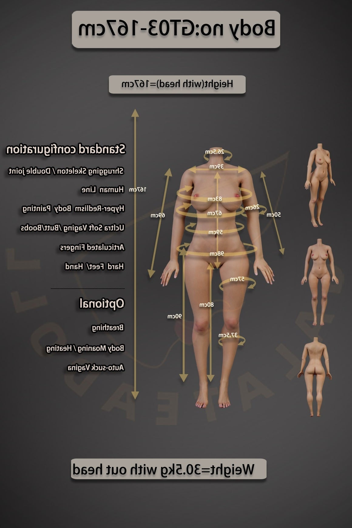 167cm/5ft6 E-cup Real Skin Texture Silicone Sex Doll – JS043 Galatea