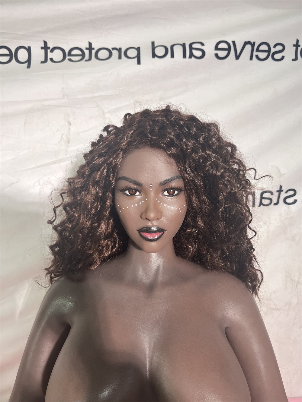 156cm/5ft1 E-cup Big Breast Silicone Head Black Sex Doll – Takiyah Starpery