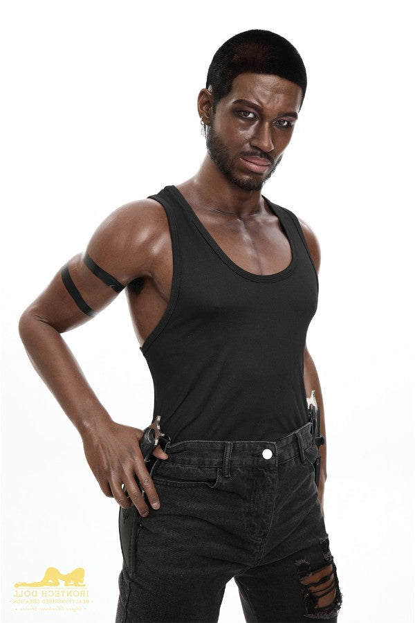 176cm/5ft9 Male Ebony|Black Realistic Tall Silicone Sex Doll - M7 Irontech