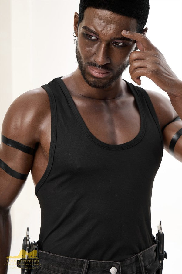 176cm/5ft9 Male Ebony|Black Realistic Tall Silicone Sex Doll - M7 Irontech