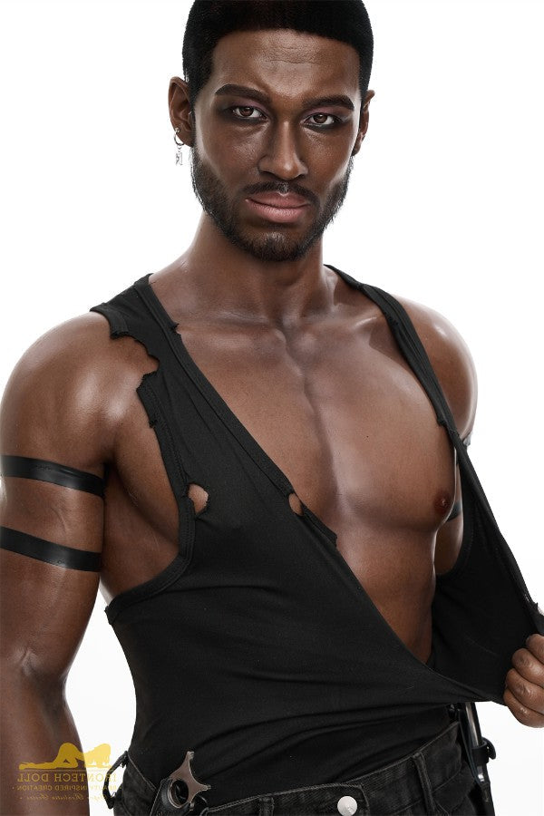 176cm/5ft9 Male Ebony|Black Realistic Tall Silicone Sex Doll - M7 Irontech