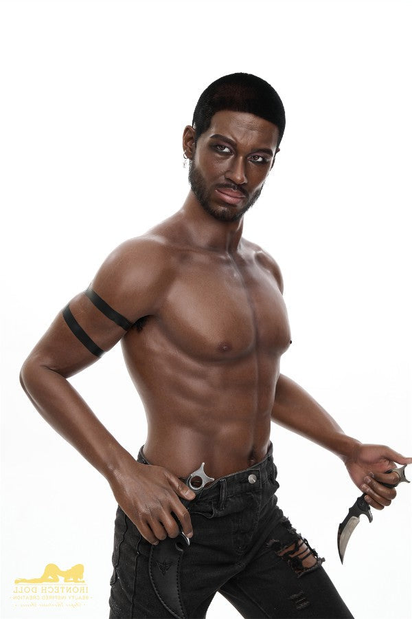176cm/5ft9 Male Ebony|Black Realistic Tall Silicone Sex Doll - M7 Irontech