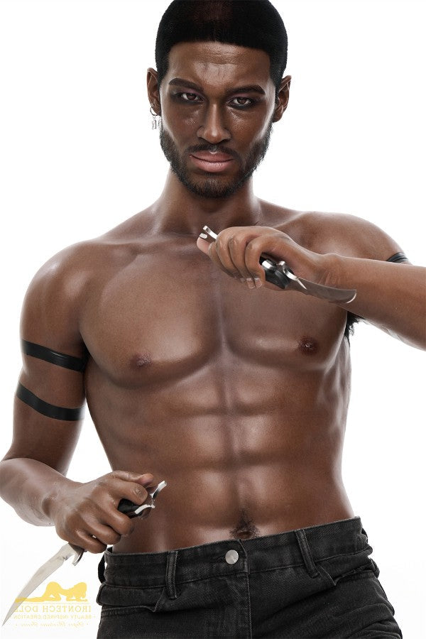 176cm/5ft9 Male Ebony|Black Realistic Tall Silicone Sex Doll - M7 Irontech