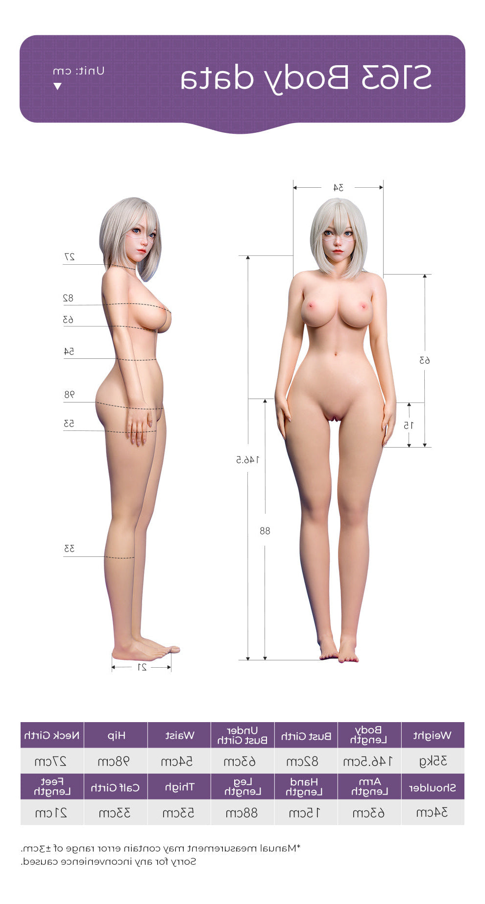 S163cm/5ft4 D-cup Silicone Sex Doll S50 – Linzi Sino