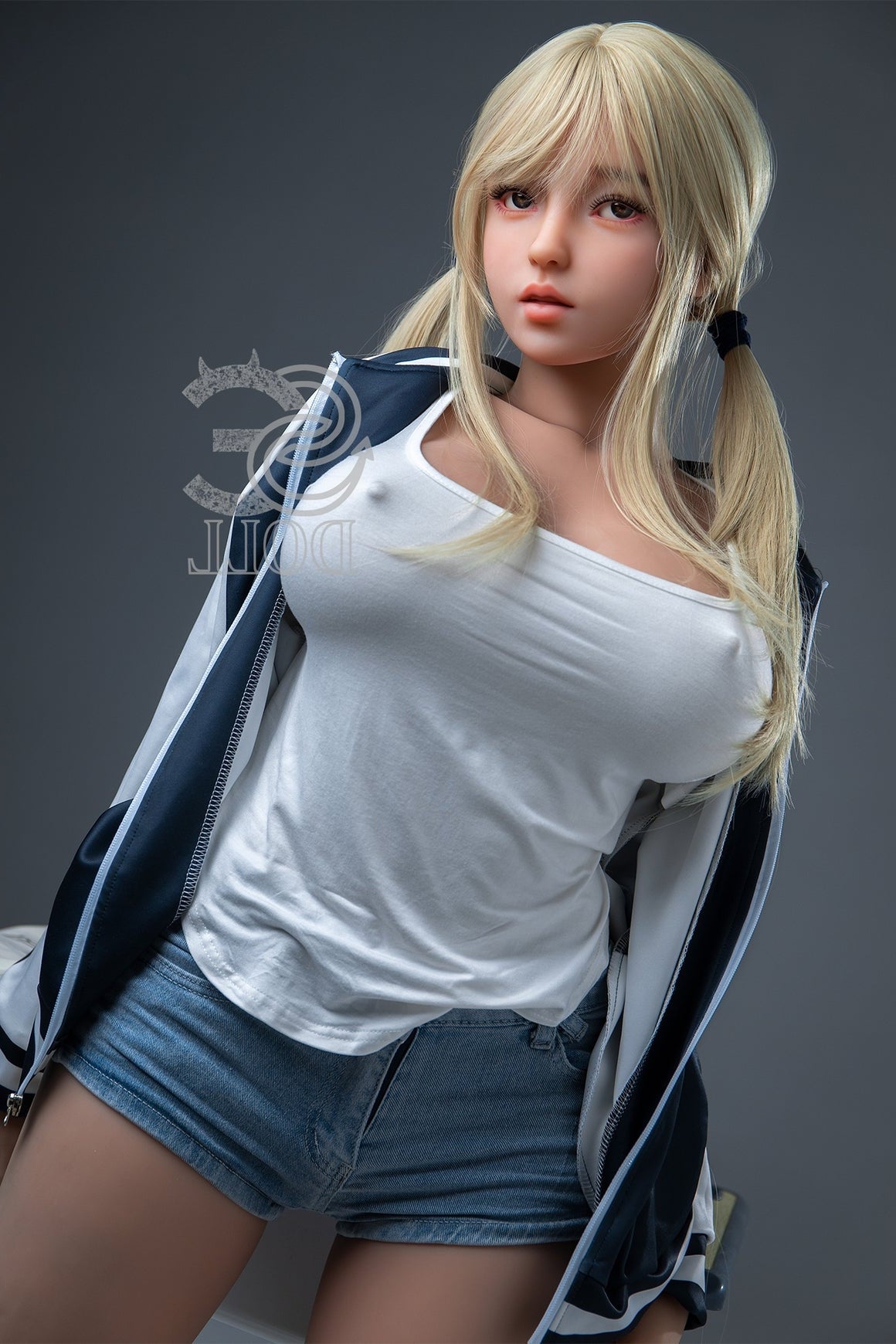 Eu In Stock 157cm 5ft2 H Cup Blonde Sex Doll Sed255 Head 120 Melody A Baseball Jacket - H-cup Torso TPE