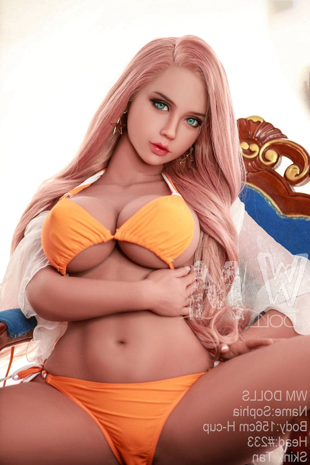 US In Stock-156cm/5ft1 H-Cup High Quality S-TPE Sex Doll with #233 Hea Torso WM