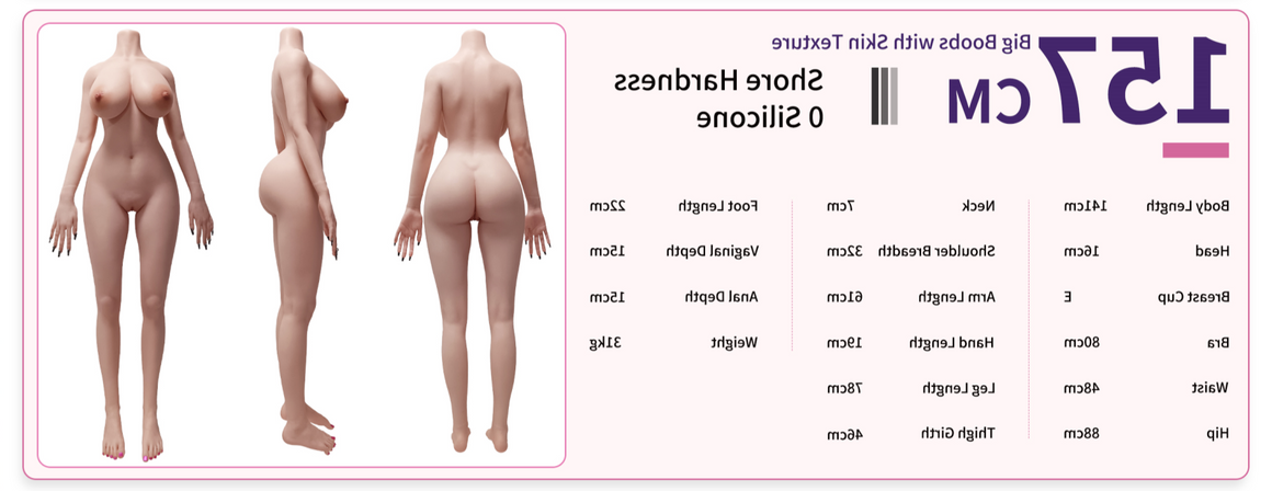 157cm 5ft2 E Cup Realistic Skin Texture Electronic Vibrating Vagina Silicone Sex Doll Yi Xuan - E-cup Torso Evas