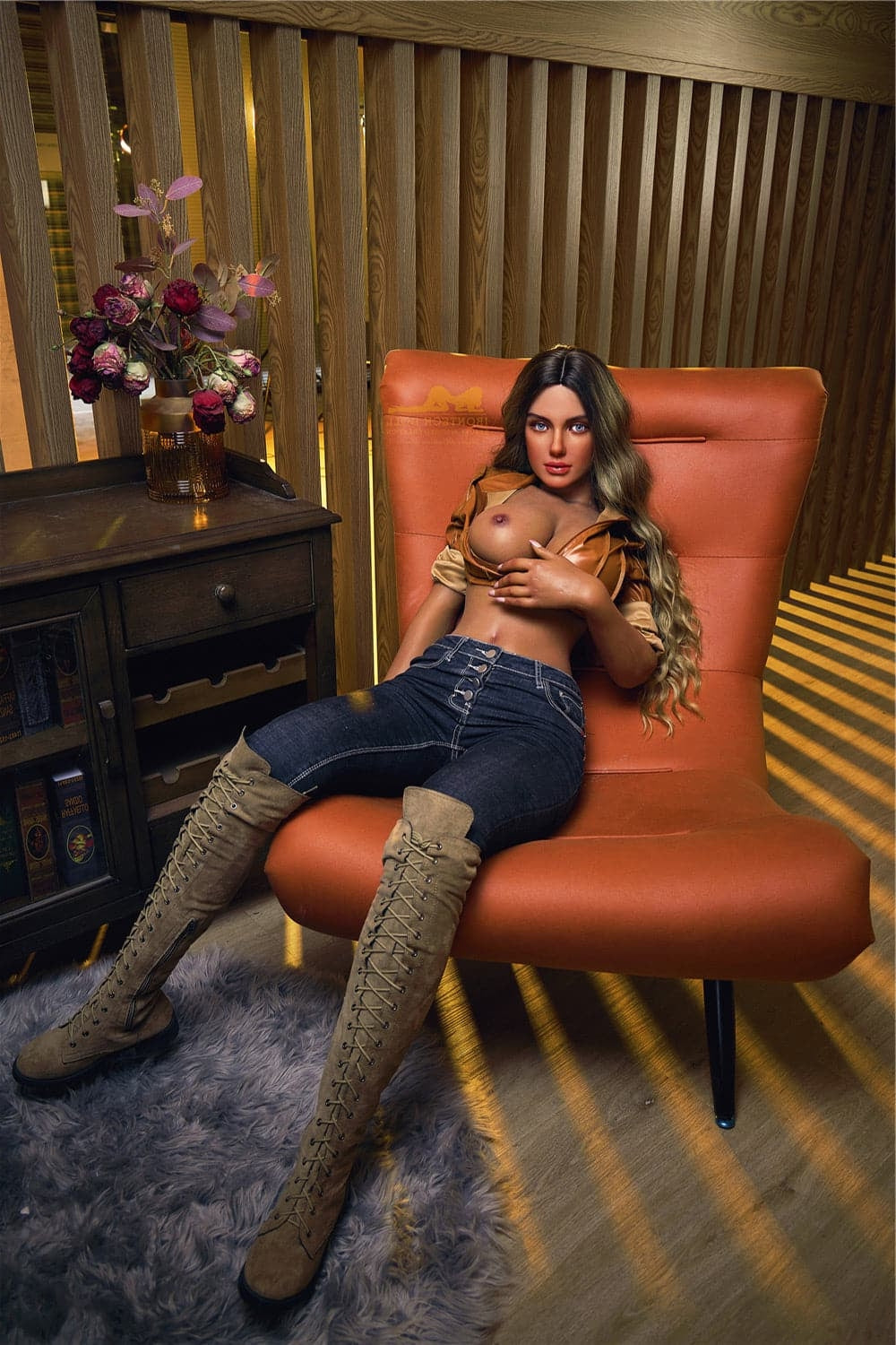 165cm/5ft5 G-cup Silicone Sex Doll – S17 Luna Dark tanned Irontech